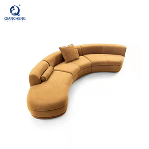 Canapé incurvé rembourré en velours orange Fourniture pour salon Fournisseur doré Canapé d'hôtel Canapé d'angle modulaire Ensemble de meubles <span class=keywords><strong>anji</strong></span> - Product Image 1