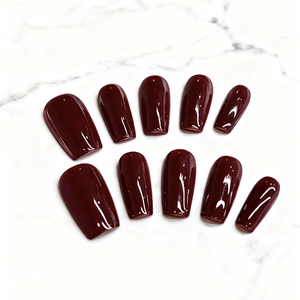 <span class=keywords><strong>Uñas</strong></span> Postizas Acrílicas Color <span class=keywords><strong>Vino</strong></span> Tinto, Diseño Cuadrado y Stiletto, Acabado Brillante, Larga Duración, Profesionales, de Lujo, para Fiestas - Product Image 4