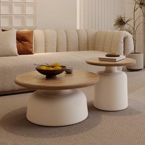Modern Durable Móveis Mesa De Café Sala De Luxo De Madeira Maciça Redonda Mesa De Chá Lateral De Metal