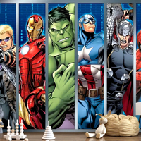 Papier peint mural auto-adhésif imperméable Marvel Avengers Super-héros, style bande dessinée, décoration murale pour chambre d'enfant, salle de jeux