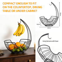 Organisateur de cuisine en fil métallique pour comptoir, panier de rangement pour légumes et fruits avec support pour bananes