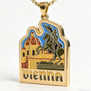 Collar con Colgante de Ángel Esmaltado del Monumento Histórico de Viena - Joyería Chapada en Metal, Moderna y Tradicional, Souvenir Austriaco para Viajeros - Product Image 2