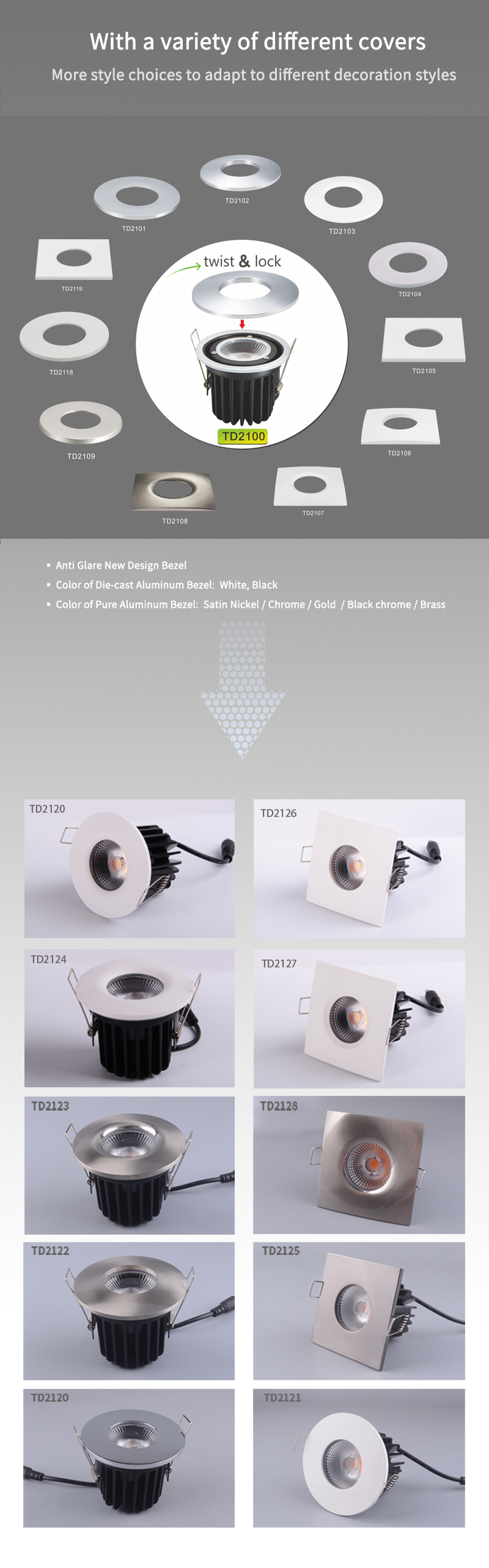 Golden Dimmable Ceiling Recessed LED Downlight , Recessed Square IP65 Fire Rated Downlights