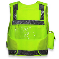 Gilet di Sicurezza Fluorescente Verde Lime Classe 2 con Logo Stampato, per Emergenze e Lavoro Medico, con Grandi Tasche Posteriori