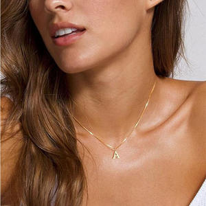 Fashion 18k Gold Plated Stainless Steel Shaped 26 <b>Initial</b> Letter Charm Pendant Necklaces Jewelry - Product Image 4