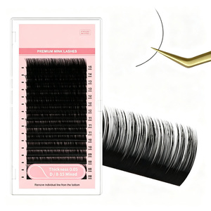 Extensions de cils en volume russe doux, en plateau, noir mat intense, en soie, vison et cachemire, en éventail, vente en gros - Product Image 1