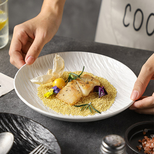 <span class=keywords><strong>Set</strong></span> di Stoviglie in <span class=keywords><strong>Porcellana</strong></span> Moderna Nordica Resistente con Texture Rocciosa, Ciotole e <span class=keywords><strong>Piatti</strong></span> Bianchi e Neri per Hotel e Ristoranti - Product Image 6