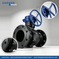 Katup Bola Baja Cor DN200 Berdiameter Besar dengan Roda Gigi Cacing Berbahan Logam, Flens RF, Port Penuh, Tahan Suhu Tinggi, Anti-statis, Kelas ANSI, OEM