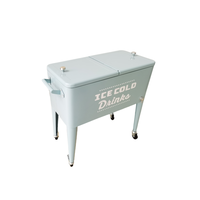 Camping extérieur Ice Cool Cart Metal Rolling Cooler Ice Beer Boissons Coffre à boissons avec roues