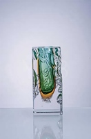 Vase en cristal artistique avec sculpture en relief 3D, vase à fleurs rectangulaire en verre, décoration de luxe pour villa et maison, ameublement doux