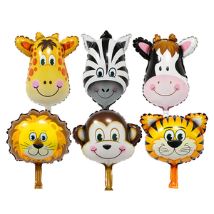 Mini Size Leuke Dier Hoofd Aluminiumfolie Ballon Aap Tijger Giraffe Leeuw Varken Hoofd Kinderen Verjaardag Ballon Groothandel - Product Image 1
