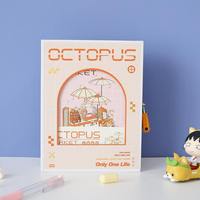 Carnet de notes à mot de passe en boîte, style dessin animé, pages colorées mignonnes, journal épais avec serrure, bloc-notes frais et simple, cadeaux personnels