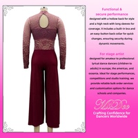 Combinaison de danse lyrique MiDee à fleurs dégradées en dentelle pour femmes adultes, manches longues et pantalon large pour les spectacles sur scène