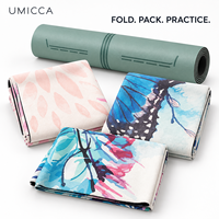 Tapis de yoga pliable 3 mm en liège PU et caoutchouc naturel, léger, options de marque privée pour l'entraînement mobile
