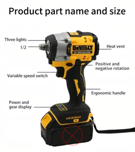 1/<span class=keywords><strong>2</strong></span> DW in chiave elettrica per la manutenzione di auto utensili elettrici per la riparazione di energia risparmio energetico e risparmio di tempo chiave a impatto 20V - Product Image 5