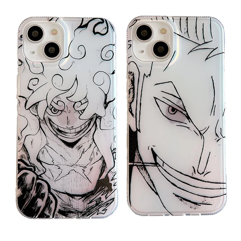 2023 new Anime cute one piecee luffy zoro characters laser design mobile cases for iphone 11 12 13 14 pro max