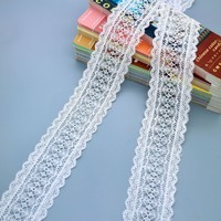 Dentelle brodée à fil fin effet Dacron brillant ; Applique code-barres soluble dans l'eau, fabrication chinoise, pour vêtements de style occidental pour enfants