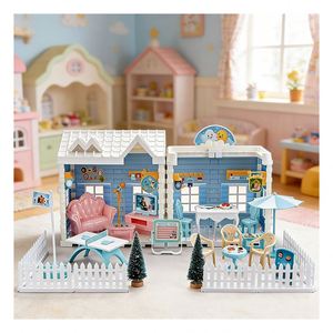 Handmade Plastic Miniature House <b>Model</b> <b>Kit</b> with Lights Furniture DIY Assembly Creative Display Gift for Kids Adults Collectors - Product Image 5
