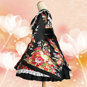 Maid Outfit Cosplay Costume Japanese Style Courtesan Modified Kimono Red And Black Polyester Fiber For Performance - Product Image 2