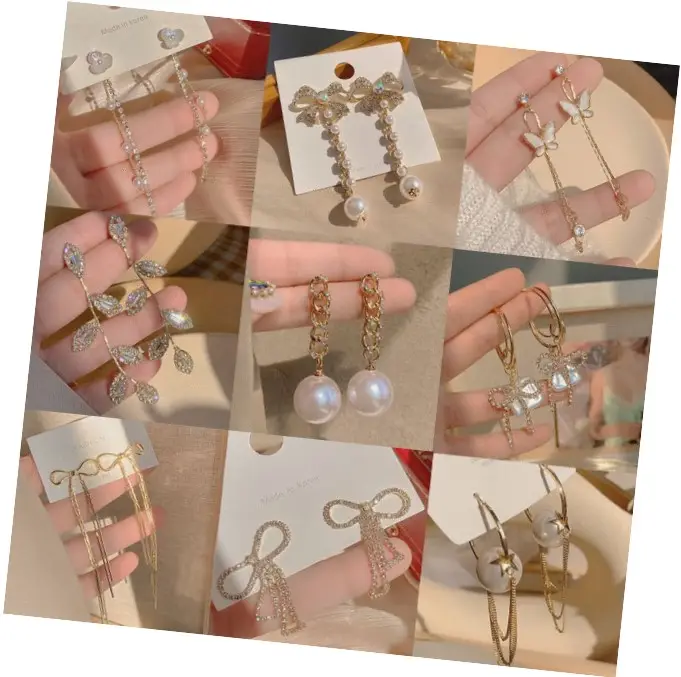 crystal butterfly pearl bulk wholesale earrings Factory Price Drop fashion chain earrings zircon counter jewelry women earrings