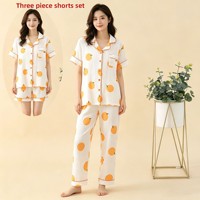 Ensemble pyjama d'été respirant en crêpe de coton pur pour femme, style frais, avec cardigan à manches courtes et short en gaze, idéal pour la détente