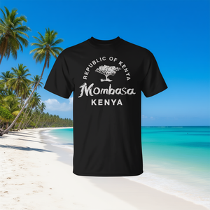 T-shirt Mombasa Kenya Republic in cotone nero unisex taglia adulto SMLXLXXL - Product Image 3
