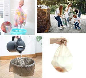 Huamaohengchun - Paquete de 120 Bolsas de Basura Pequeñas y Resistentes de LDPE, Plegables en C, Color Dorado, para Oficina y Hogar (4 Galones) - Product Image 4