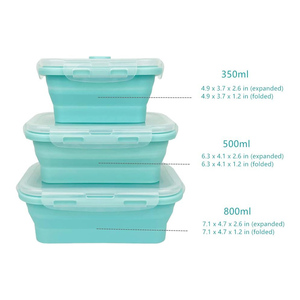 Portable Collapsible Silicone Lunch Box with <b>Plastic</b> Lid Microwave Oven Safe Food <b>Container</b> for Single Children's Fruit <b>Storage</b> - Product Image 2