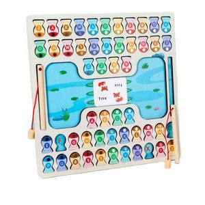Preschool ABC Alphabet Learning Color Recognition Matching <b>Puzzle</b> 2 Players Battle Magnetic Wooden Fishing Game - Product Image 1