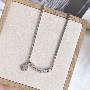 Collier en argent S925 avec pendentif visage souriant « Ne le regrette pas », bijou unisexe, cadeau - Product Image 1