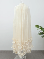 Robes d'été 2026 pour femme : Robes de vacances élégantes à col revers, col en V, sans manches, plissées, taille haute, chic, unies, à volants, longues