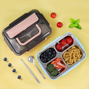 Récipient de Nourriture rectangulaire 304 Étanche En Acier inoxydable <span class=keywords><strong>Bento</strong></span> Boîte à Lunch À <span class=keywords><strong>3</strong></span> <span class=keywords><strong>Compartiments</strong></span> Boîte à Lunch Personnalisée - Product Image 3