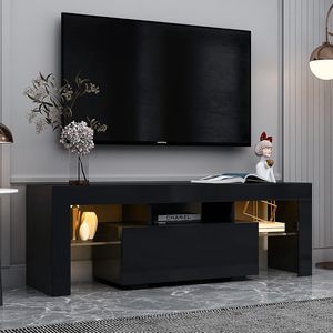ブラックウッドLED <span class=keywords><strong>TV</strong></span>スタンド引き出し付き65インチテレビスタンド用モダンエンターテインメントセンターLEDTVキャビネット - Product Image 5