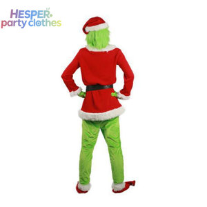 Costumes de Noël HESPER pour hommes, monstre vert, Père Noël, costumes amusants pour adultes, costume de fête en fourrure pour femmes, costume de Noël avec masque - Product Image 3