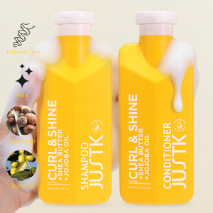 Wholesales <strong>Natural</strong> Hair Care JUSTK Curl &amp; Shine <strong>Shampoo</strong> and Conditioner for Moisturizing Shinny Curly Coily and Textured Hair - Product Image 5