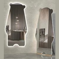 Miroir LED pleine longueur HD lumineux, design mignon en forme de petit ours, sur pied ou mural, idéal pour salon et magasin de vêtements