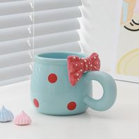 Tasses en porcelaine à pois charmantes avec nœuds, design moderne, compatibles lave-vaisselle et micro-ondes, décoration d'intérieur, mugs pour le thé et le café