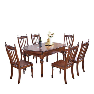 American Style <b>Extendable</b> Round <b>Dining</b> <b>Table</b> Set Solid <b>Wood</b> 6 Piece For <b>Dining</b> Room - Product Image 4