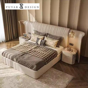 Villa de luxe italienne en cuir véritable, <span class=keywords><strong>lit</strong></span> double, grand <span class=keywords><strong>écran</strong></span>, grand dossier, <span class=keywords><strong>lit</strong></span> King Size rembourré doux - Product Image 1