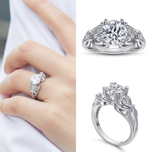 Patrón europeo y americano Anillo de amor Collar con colgante de circón de alto sentido S925 Conjunto de joyería de plata - Product Image 5