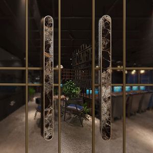 Poignée de porte sculpturale abstraite courbée, en acier inoxydable de luxe, quincaillerie architecturale pour entrée principale d'hôtel haut de gamme - Product Image 5