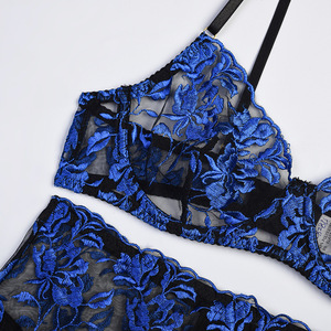 New Lace Embroidery Sexy Lingerie Mature Femme Erotic Underwear With Garter - Product Image 6