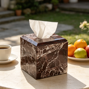 Boîte à mouchoirs de luxe en marbre VSTONE, <span class=keywords><strong>rouge</strong></span> et blanc, durable, écologique, portable, support de table pour salle de bain et salon - Product Image 6