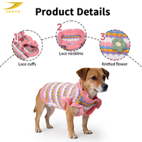 Pull en tricot pour animaux de compagnie JANYO avec motif rayé personnalisé, décoration florale 3D, col à volants mignon, vêtements chauds d'hiver pour chiots