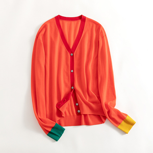 Pulls en laine et coton tricotés à maille fine, légers, coupe ample, couleurs mélangées, pour femme, style bureau, 14gg, nouvelle collection - Product Image 3
