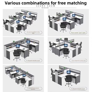 Modern Multi-person <b>Office</b> Workstations, Customizable Commercial <b>Desks</b> with <b>Wooden</b> Panel Design for <b>Offices</b> and Schools - Product Image 4