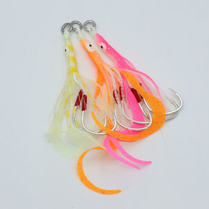 Weicher Tintenfisch-Köder für Slow Jigging mit 2 Assist-Haken, Leuchtender Kunstköder für das Salzwasserangeln in Rosa, Weiß, Orange - Product Image 1