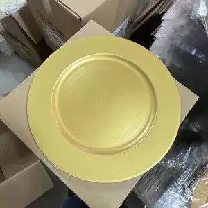 13 Inch Gold Charger Plates Round Hard Plastic Gold Sob Placas para Decoração De Casamento