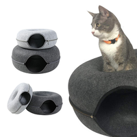Niche pour chat en feutre pliable et détachable, écologique, robuste et moderne, pour intérieur, toutes saisons, avec arbre à chat et griffoir pour le jeu et le repos