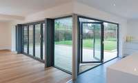 Portes pliantes NFRC AS2047 CE TOMA 96*80 pouces, aluminium noir, verre Low-e à l'argon, ouverture extérieure à droite, pour patio